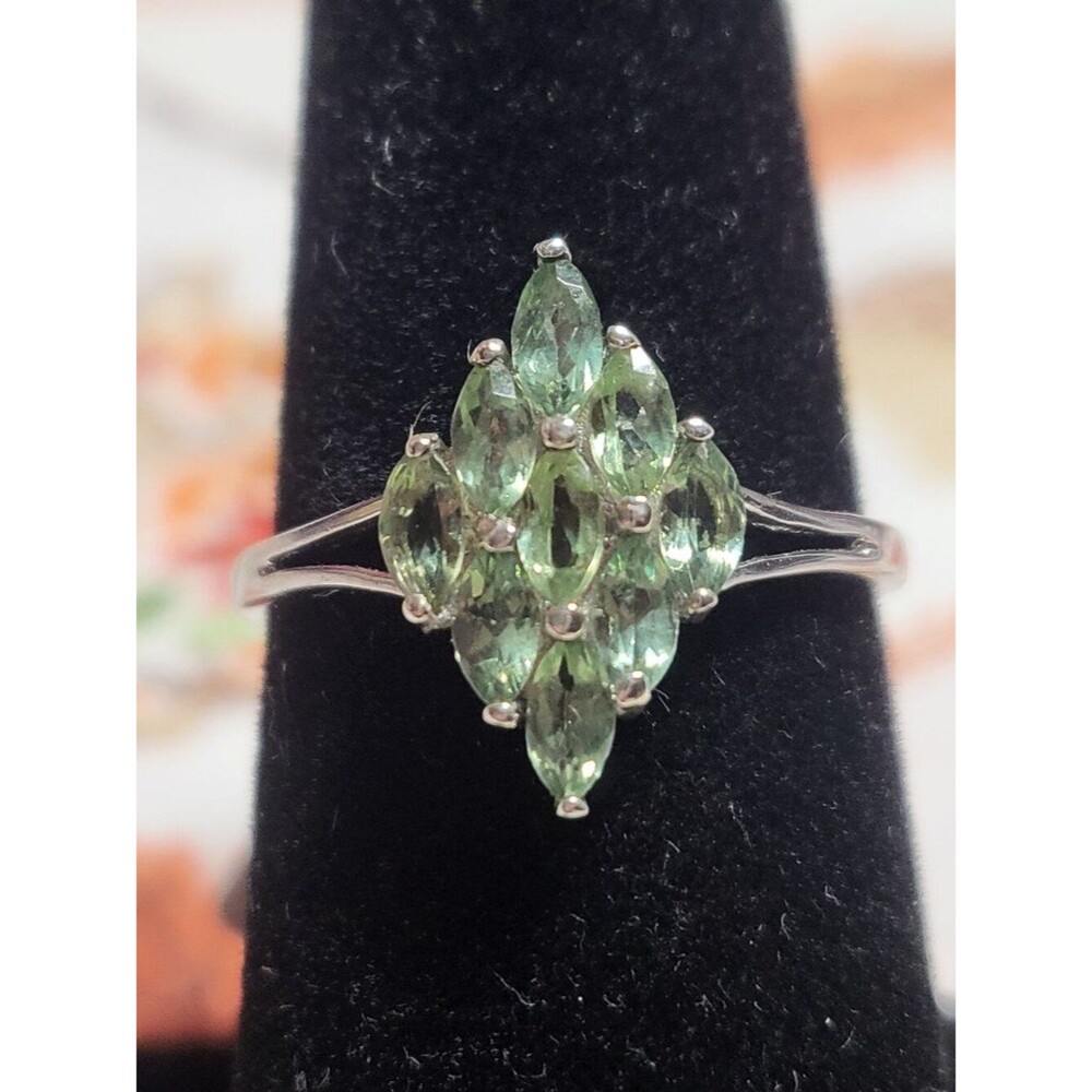 Malagasy Pine Apatite Sterling Silver Cluster Ring